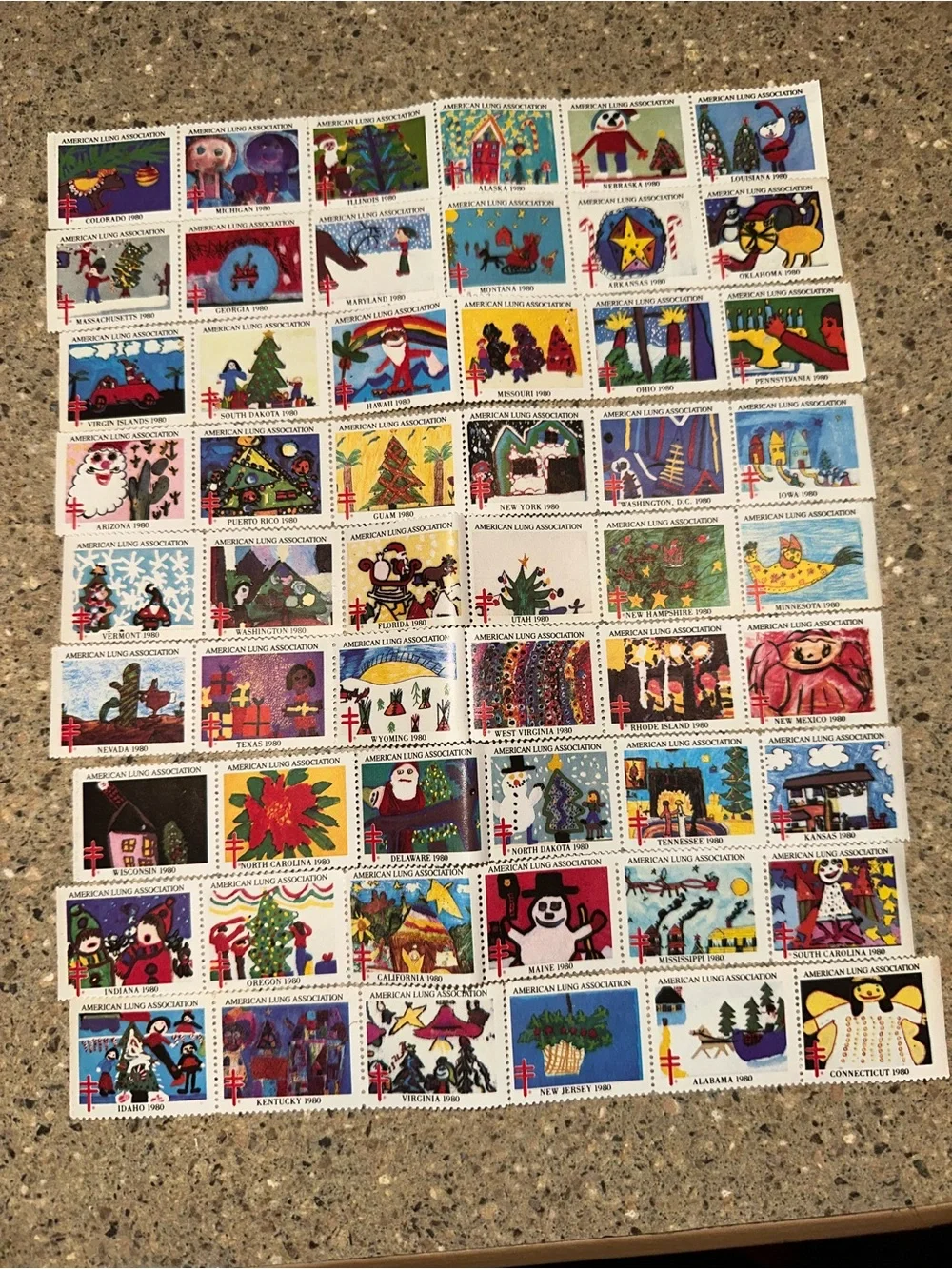 Vintage 1980 Christmas Stamp Collection- FULL SET